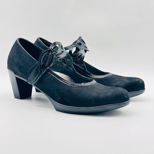 Naot Shoes Womens 9.5 Black Suede Mary Jane Heels Comfort Pumps Shoes NEW